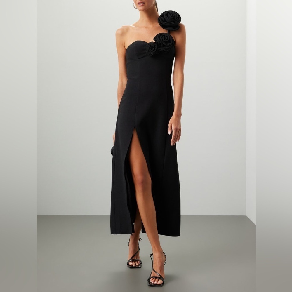 The Wolf Gang Flores Rose One Shoulder Midi Dress Size L
